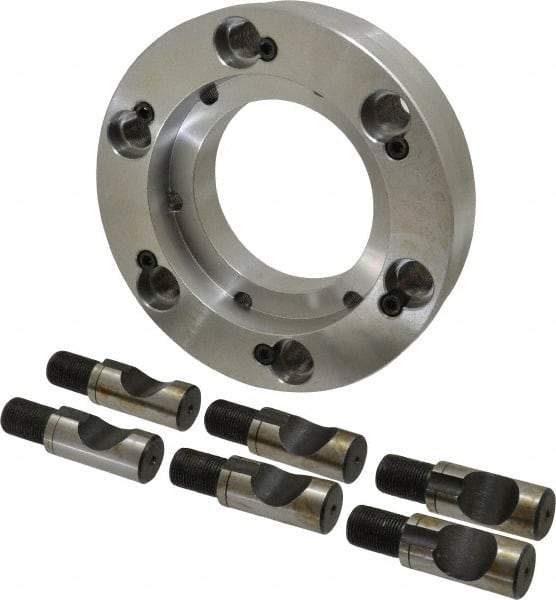 Pratt Burnerd America - Adapter Back Plate for 12" Diam Self Centering Lathe Chucks - D1-8 Mount, 3.285" Through Hole Diam, Steel - Eagle Tool & Supply