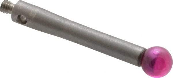 Fowler - 4 mm Ball Diameter, Stainless Steel Stem, M2 Thread, Ruby Point Ball Tip CMM Stylus - 20 mm Overall Length - Eagle Tool & Supply