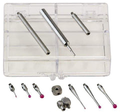 Fowler - 11 Piece, CMM Stylus Kit - Include 2 Extensions, 6 Assorted Probes, 8mm Swivel, Cross Head, Custom Fit Case, Stylus Wrench - Eagle Tool & Supply