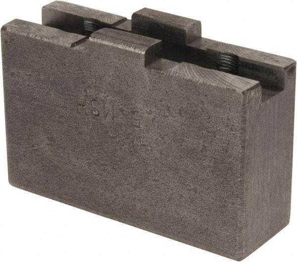 H & R Manufacturing - 5 to 6" Chuck Capacity, Tongue & Groove Attachment, Square Soft Lathe Chuck Jaw - Steel, 1-1/4" Btw Mount Hole Ctrs, 2-3/16" Long x 3/4" Wide x 1-3/8" High, 5/16" Groove - Eagle Tool & Supply