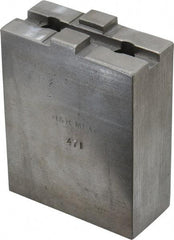 H & R Manufacturing - 5 to 6" Chuck Capacity, Tongue & Groove Attachment, Square Soft Lathe Chuck Jaw - Steel, 1-1/2" Btw Mount Hole Ctrs, 2-5/8" Long x 1-1/4" Wide x 3-3/8" High, 5/16" Groove - Eagle Tool & Supply