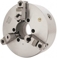 Bison - 3 Jaws, 12" Diam, Self Centering Manual Lathe Chuck - A2-6 Mount Spindle, Reversible, 1,500 Max RPM, 4.0551" Through Hole Diam, 0.0012" Axial Runout, 0.002" Radial Runout, Cast Iron - Eagle Tool & Supply