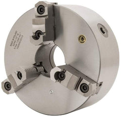 Bison - 3 Jaws, 10" Diam, Self Centering Manual Lathe Chuck - D1-8 Mount Spindle, Reversible, 2,000 Max RPM, 2.9921" Through Hole Diam, 0.001" Axial Runout, 0.0016" Radial Runout, Cast Iron - Eagle Tool & Supply