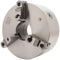 Bison - 3 Jaws, 12" Diam, Self Centering Manual Lathe Chuck - D1-11 Mount Spindle, Reversible, 1,500 Max RPM, 4.0551" Through Hole Diam, 0.0012" Axial Runout, 0.002" Radial Runout, Cast Iron - Eagle Tool & Supply