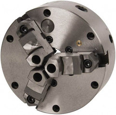 Interstate - 3 Jaws, 8" Diam, Self Centering Manual Lathe Chuck - Adjustable, Reversible, 2.264" Through Hole Diam, Cast Iron - Eagle Tool & Supply