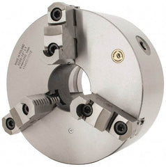 Bison - 3 Jaws, 10" Diam, Self Centering Manual Lathe Chuck - L-1 Mount Spindle, Reversible, 2,000 Max RPM, 2.9921" Through Hole Diam, 0.001" Axial Runout, 0.0016" Radial Runout, Cast Iron - Eagle Tool & Supply