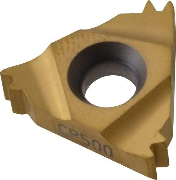 Seco - 16NR Internal Right Hand 16 UN Laydown Threading Insert - Grade CP500, TiAlN/TiN Coated Carbide - Eagle Tool & Supply