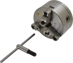 Bison - 3 Jaws, 6" Diam, Self Centering Manual Lathe Chuck - 1-1/2 - 8" Spindle Mount, Reversible, 3,000 Max RPM, 1.5748" Through Hole Diam, 0.0008" Axial Runout, 0.0012" Radial Runout, Cast Iron - Eagle Tool & Supply