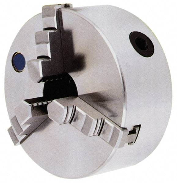 Interstate - 3 Jaws, 15" Diam, Self Centering Manual Lathe Chuck - D1-8 Mount Spindle, Reversible, 5.1181" Through Hole Diam, Cast Iron - Eagle Tool & Supply