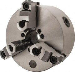 Interstate - 3 Jaws, 6" Diam, Self Centering Manual Lathe Chuck - D1-4 Mount Spindle, Reversible, 1.5748" Through Hole Diam, Cast Iron - Eagle Tool & Supply