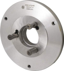 Bison - Adapter Back Plate for 8" Diam Self Centering Lathe Chucks - D1-4 Mount, 2.165" Through Hole Diam, 4.33mm ID, 7.87" OD, 0.63" Flange Height, Steel - Eagle Tool & Supply