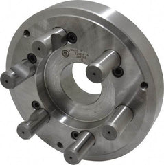 Bison - Adapter Back Plate for 8" Diam Self Centering Lathe Chucks - D1-6 Mount, 2.165" Through Hole Diam, 4.33mm ID, 7.87" OD, 1.34" Flange Height, Steel - Eagle Tool & Supply