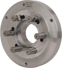 Bison - Adapter Back Plate for 10" Diam Self Centering Lathe Chucks - D1-6 Mount, 2.922" Through Hole Diam, 5.708mm ID, 9.84" OD, 1.34" Flange Height, Steel - Eagle Tool & Supply