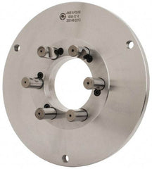 Bison - Adapter Back Plate for 12-1/2" Diam Self Centering Lathe Chucks - D1-6 Mount, 4.055" Through Hole Diam, 7.086mm ID, 12.4" OD, 3/4" Flange Height, Steel - Eagle Tool & Supply
