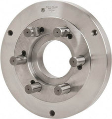Bison - Adapter Back Plate for 12-1/2" Diam Self Centering Lathe Chucks - D1-8 Mount, 4.055" Through Hole Diam, 7.086mm ID, 12.4" OD, 1.49" Flange Height, Steel - Eagle Tool & Supply