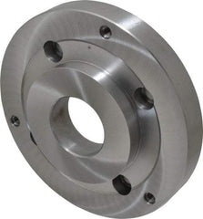 Bison - Adapter Back Plate for 8" Diam Self Centering Lathe Chucks - A2-6 Mount, 2.165" Through Hole Diam, 4.33mm ID, 7.87" OD, 1.11" Flange Height, Steel - Eagle Tool & Supply