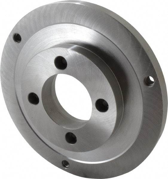 Bison - Adapter Back Plate for 10" Diam Self Centering Lathe Chucks - A2-5 Mount, 2.922" Through Hole Diam, 5.708mm ID, 9.84" OD, 3/4" Flange Height, Steel - Eagle Tool & Supply