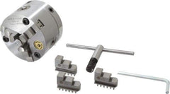 Bison - 3 Jaws, 4" Diam, Self Centering Manual Lathe Chuck - Adjustable, 0.787" Through Hole Diam, Forged Steel - Eagle Tool & Supply