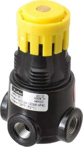 Parker - 1/8 NPT Port, 13 CFM, Zinc Miniature Regulator - 2 to 125 psi Range, 300 Max psi Supply Pressure, 1/8" Gauge Port Thread, 1.65" Wide x 2.88" High - Eagle Tool & Supply