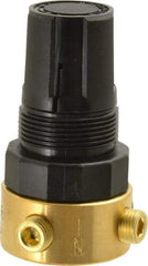 Parker - 1/8 NPT Port, Brass Miniature Regulator - 2 to 125 psi Range, 300 Max psi Supply Pressure, 1/8" Gauge Port Thread, 1-1/2" Wide x 2.87" High - Eagle Tool & Supply