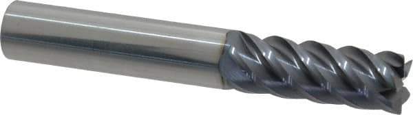 SGS - 3/8", 5 Flute, Single End, Solid Carbide, 0.015" Corner Radius End Mill - 2-1/2" OAL, 45° Helix, Right Hand Flute, 1" LOC, Right Hand Cut - Eagle Tool & Supply