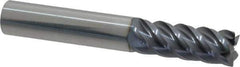 SGS - 3/8", 5 Flute, Single End, Solid Carbide, 0.015" Corner Radius End Mill - 2-1/2" OAL, 45° Helix, Right Hand Flute, 1" LOC, Right Hand Cut - Eagle Tool & Supply