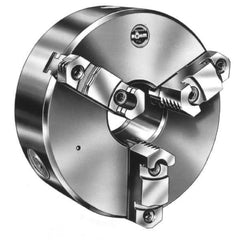 Rohm - 3 Jaws, 6" Diam, Self Centering Manual Lathe Chuck - D1-4 Mount Spindle, Reversible, 42mm Through Hole Diam, Forged Steel - Eagle Tool & Supply