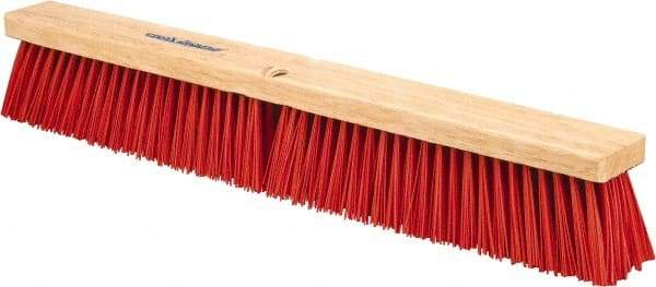 PRO-SOURCE - 24" Heavy Duty Synthetic Push Broom - 4" Bristle Length, Wood Block, Threaded Handle Connection - Eagle Tool & Supply