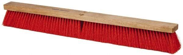 PRO-SOURCE - 30" Heavy Duty Synthetic Push Broom - 4" Bristle Length, Wood Block, Threaded Handle Connection - Eagle Tool & Supply