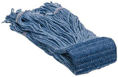 PRO-SOURCE - 5" Blue Head Band, Large Blended Fiber Loop End Mop Head - 4 Ply, Clamp Jaw Connection, Use for General Purpose - Eagle Tool & Supply