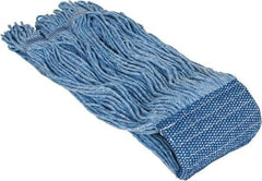 PRO-SOURCE - 5" Blue Head Band, X-Large Blended Fiber Loop End Mop Head - 4 Ply, Clamp Jaw Connection, Use for General Purpose - Eagle Tool & Supply