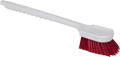 PRO-SOURCE - 1-1/2" Bristle Length, Polypropylene Utility Scrub Brush - 20" OAL, Red, Plastic Block - Eagle Tool & Supply