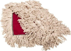 PRO-SOURCE - 36" Long x 3-1/2" Wide Yarn Blend Dust Mop Head - Snap-On, Red, Looped Head, Launderable - Eagle Tool & Supply