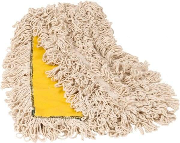 PRO-SOURCE - 48" Long x 3-1/2" Wide Yarn Blend Dust Mop Head - Snap-On, Yellow, Looped Head, Launderable - Eagle Tool & Supply