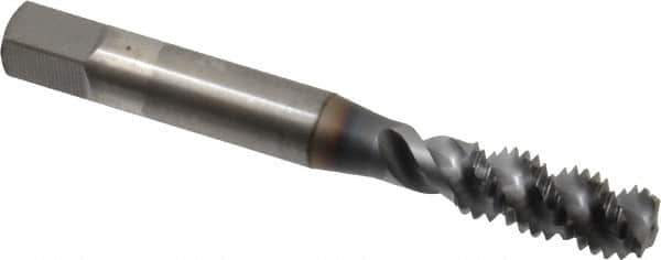OSG - M10x1.50 Metric Coarse 3 Flute 6H Plug Spiral Flute Tap - High Speed Steel, TiCN Finish, 2-15/16" OAL, Right Hand Flute, Right Hand Thread, D6, Series 143 - Eagle Tool & Supply