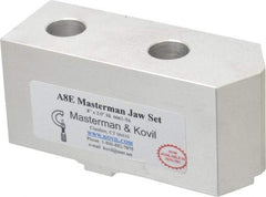 Masterman & Kovil - 8" Chuck Capacity, Tongue & Groove Attachment, Square Soft Lathe Chuck Jaw - 1 Jaw, Aluminum, 1-3/4" Btw Mount Hole Ctrs, 4mm Long x 1-1/2" Wide x 2" High, 5/16" Groove - Eagle Tool & Supply