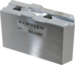 Masterman & Kovil - 10" Chuck Capacity, Tongue & Groove Attachment, Square Soft Lathe Chuck Jaw - 1 Jaw, Aluminum, 2-1/8" Btw Mount Hole Ctrs, 4.6mm Long x 1-1/2" Wide x 3" High, 1/2" Groove - Eagle Tool & Supply