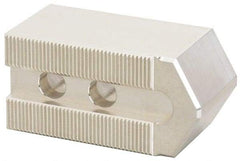 Masterman & Kovil - 12" Chuck Capacity, 1.5mm x 60° Serrated Attachment, Square Soft Lathe Chuck Jaw - 3 Jaws, Aluminum, 1.181" Btw Mount Hole Ctrs, 5.1mm Long x 2" Wide x 2" High, 0.709" Groove, 14mm Fastener - Eagle Tool & Supply