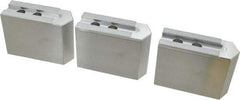 Masterman & Kovil - 8" Chuck Capacity, 1.5mm x 60° Serrated Attachment, Square Soft Lathe Chuck Jaw - 3 Jaws, Aluminum, 0.984" Btw Mount Hole Ctrs, 4mm Long x 1-1/2" Wide x 3" High, 0.551" Groove, 12mm Fastener - Eagle Tool & Supply