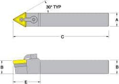 Dorian Tool - MTEN, Neutral Cut, 0° Lead Angle, 1-1/4" Shank Height x 1-1/4" Shank Width, Negative Rake Indexable Turning Toolholder - 6" OAL, TN..54. Insert Compatibility, Series Multi-Option - Eagle Tool & Supply
