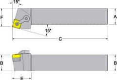 Dorian Tool - MSRN, Left Hand Cut, 15° Lead Angle, 3/4" Shank Height x 3/4" Shank Width, Negative Rake Indexable Turning Toolholder - 4-1/2" OAL, SN..33. Insert Compatibility, Series Multi-Option - Eagle Tool & Supply