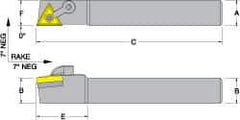 Dorian Tool - MTAN, Left Hand Cut, 1-1/4" Shank Height x 1-1/4" Shank Width, Negative Rake Indexable Turning Toolholder - 6" OAL, TN..54. Insert Compatibility, Series Multi-Option - Eagle Tool & Supply