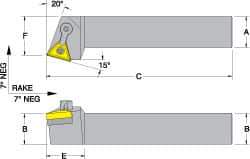 Dorian Tool - MTRN, Left Hand Cut, 15° Lead Angle, 5/8" Shank Height x 5/8" Shank Width, Negative Rake Indexable Turning Toolholder - 4-1/2" OAL, TN..22. Insert Compatibility, Series Multi-Option - Eagle Tool & Supply