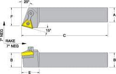 Dorian Tool - MTRN, Left Hand Cut, 15° Lead Angle, 1/2" Shank Height x 1/2" Shank Width, Negative Rake Indexable Turning Toolholder - 4" OAL, TN..22. Insert Compatibility, Series Multi-Option - Eagle Tool & Supply