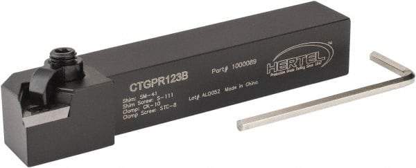 Hertel - CTGP, Right Hand Cut, 3/4" Shank Height x 3/4" Shank Width, Positive Rake Indexable Turning Toolholder - 4-1/2" OAL, TP.. 322 Insert Compatibility, Series Clamp Type - Eagle Tool & Supply