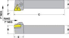 Dorian Tool - MTGN, Right Hand Cut, 1" Shank Height x 1" Shank Width, Negative Rake Indexable Turning Toolholder - 6" OAL, TN..32. Insert Compatibility, Series Multi-Option - Eagle Tool & Supply