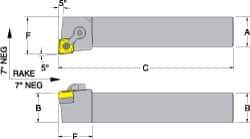 Dorian Tool - MCLN, Right Hand Cut, 5° Lead Angle, 1-1/4" Shank Height x 1-1/4" Shank Width, Negative Rake Indexable Turning Toolholder - 6" OAL, CN..54. Insert Compatibility, Series Multi-Option - Eagle Tool & Supply