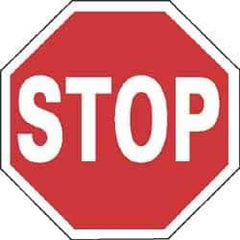 NMC - "Stop", 30" Wide x 30" High, Aluminum Stop & Yield Signs - 0.08" Thick, White on Red, Engineer Grade Reflectivity, Octagon, Post Mount - Eagle Tool & Supply