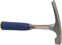 Estwing - 1-1/4 Lb Head Bricklayer's Hammer - 11" OAL, Steel Handle with Grip, 53/64" Face Diam - Eagle Tool & Supply