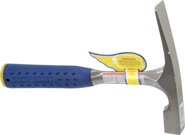 Estwing - 1-1/2 Lb Head Bricklayer's Hammer - 11" OAL, Steel Handle with Grip, 53/64" Face Diam - Eagle Tool & Supply